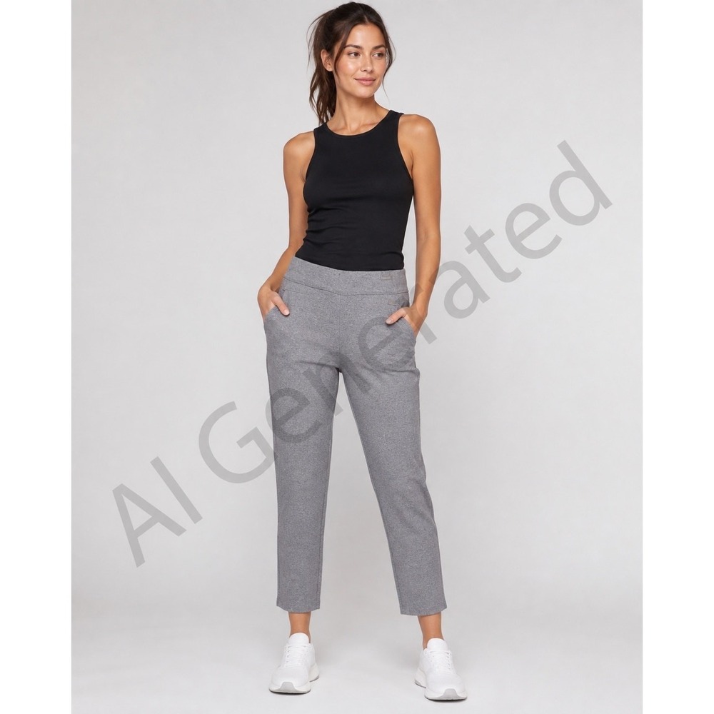 Adidas Women's Gray Stretch Ankle Pants Size Medium Golf Pull On Slim Athletic